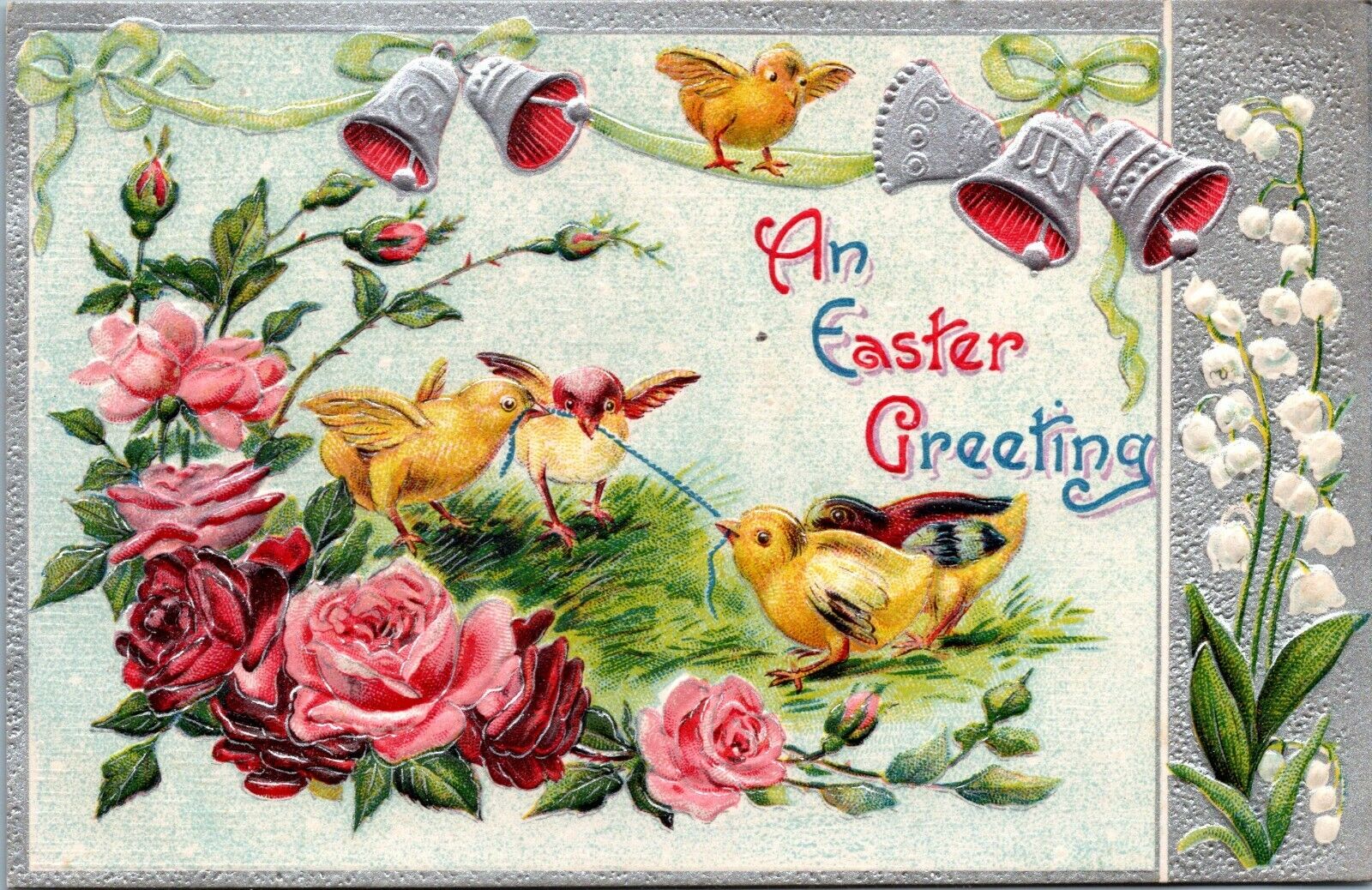 Easter Greeting Vintage Postcard 1908 Chicks Tug OF War Gottschalk PY