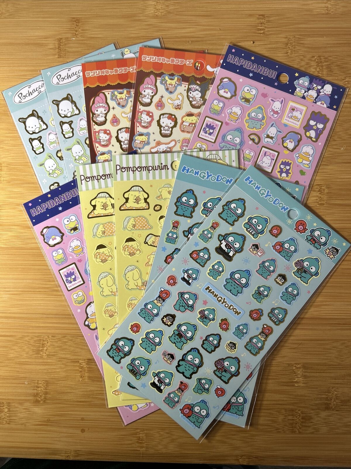 Sanrio Stickers 10 Sheets HelloKitty/Pompompurin/HAPIDANBUI/Pochacco/Hangyodon