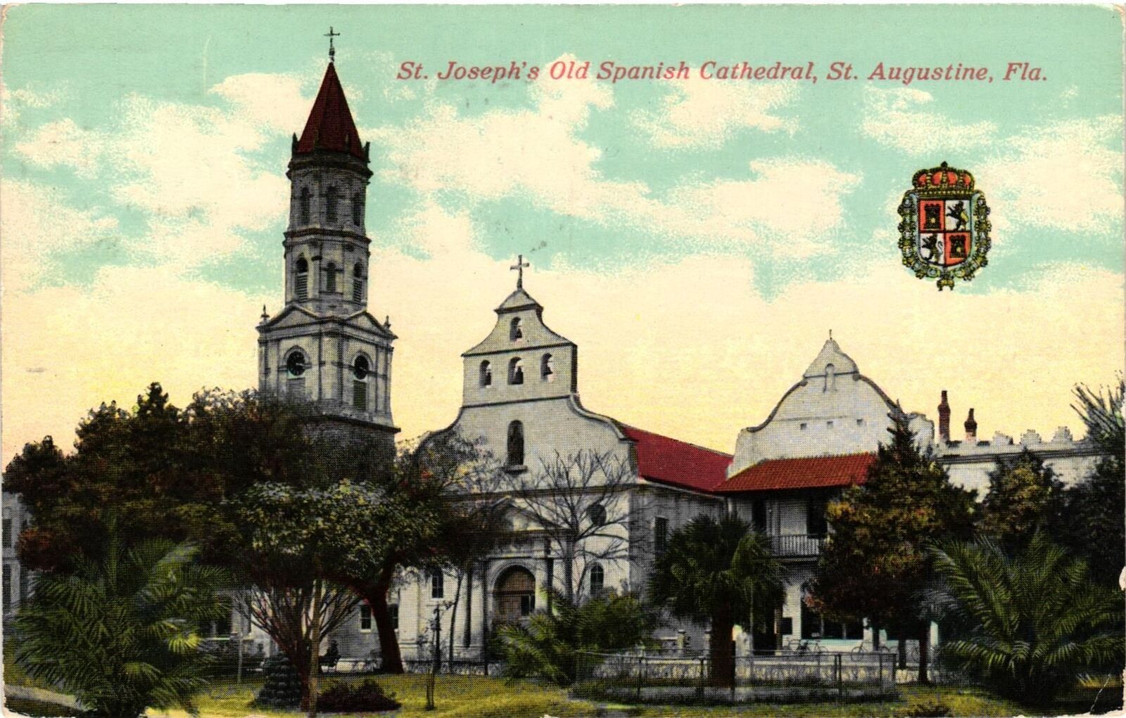 Vintage Postcard- St. Joseph\'s Old Spanish Cathedral, St. Augustine, Early 1900s