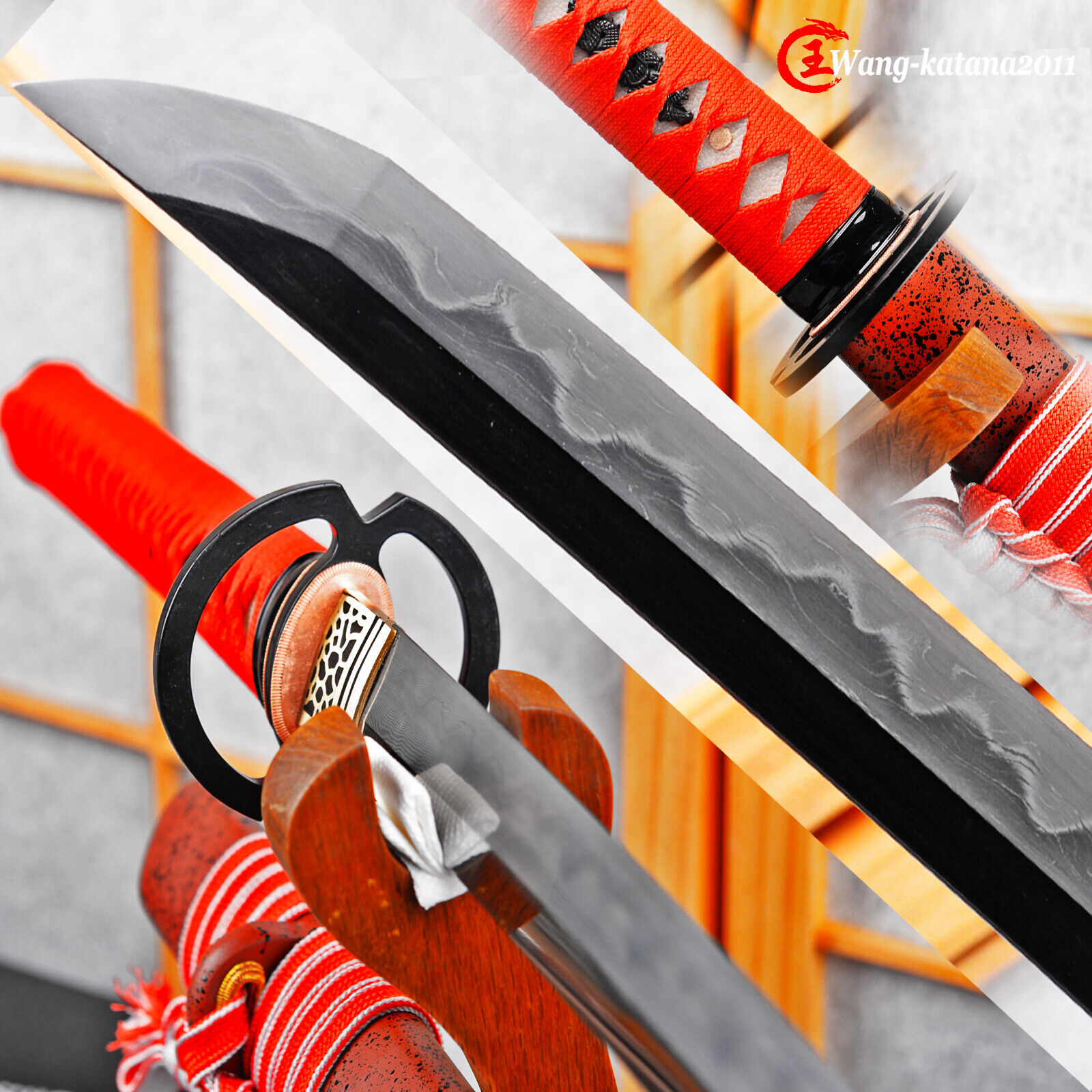 Finely Polished Japanese Katana Sword Clay Tempered Sharp Blade Musashi Tsuba
