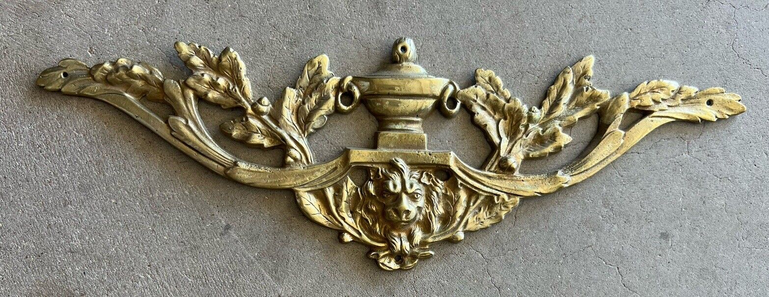 Antique 1800’s Brass Lion Head Door or Wall Plaque Plate