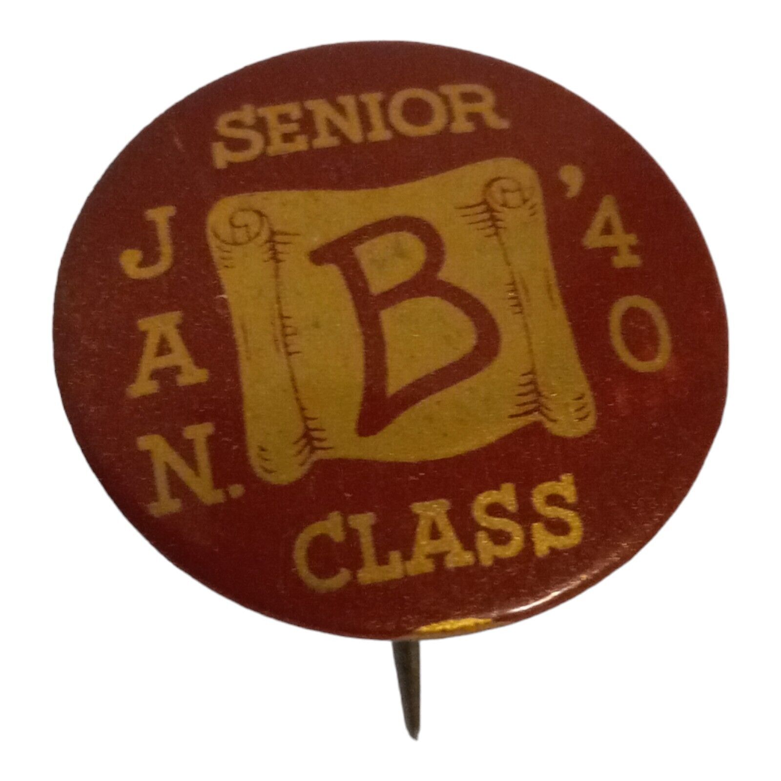 1940 Senior Class Button Pin Pinback Vtg