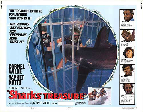 SHARKS' TREASURE original 1975 22x28 movie poster DEEP SEA SCUBA DIVING