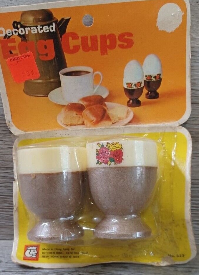 Vintage Decorated Plastic Egg Cups Hong Kong 1974
