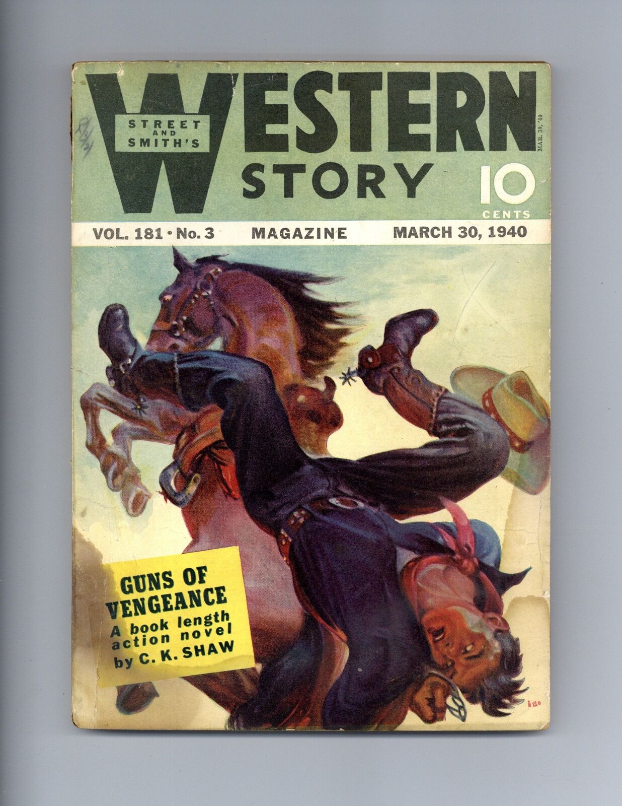 Western Story Magazine Pulp 1st Series Mar 30 1940 Vol. 181 #3 GD Low Grade