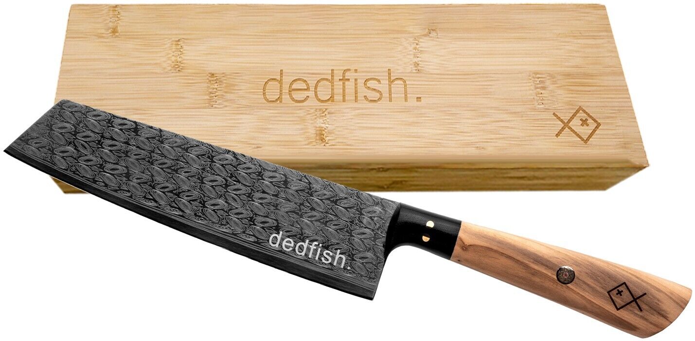 Dedfish German Kiritsuke Duo Stainless Steel Kitchen Chef Knife & Cutting Board