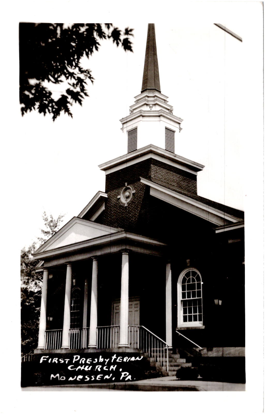 First Presbyterian Church in Monessen Pennsylvania PA 1966 RPPC Postcard Photo