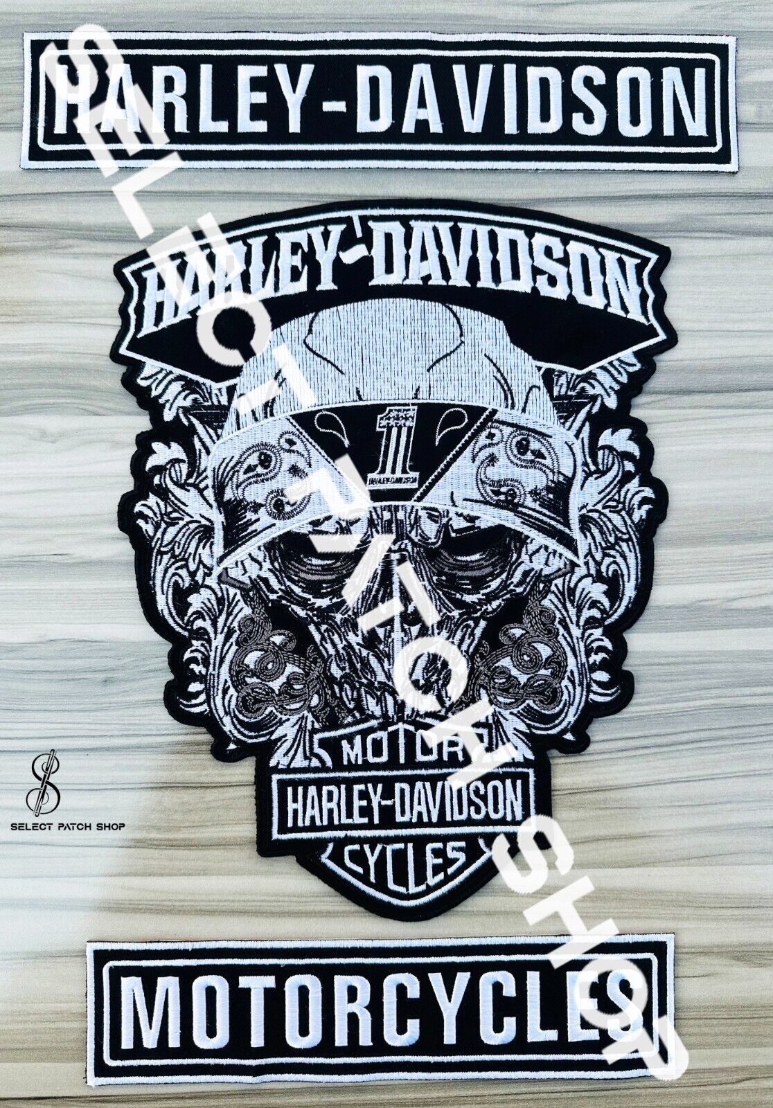 Harley Rockers Willie G. Skull Motorcycle Jacket Vest Back Patch Large 3 Pcs Set