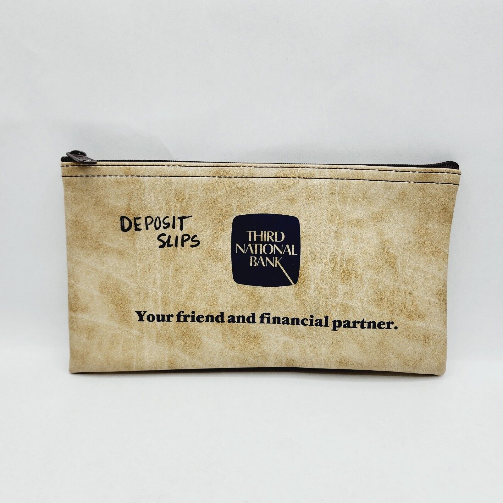 Vintage Third National Bank Money Deposit Bag Zippered Deposit Slips