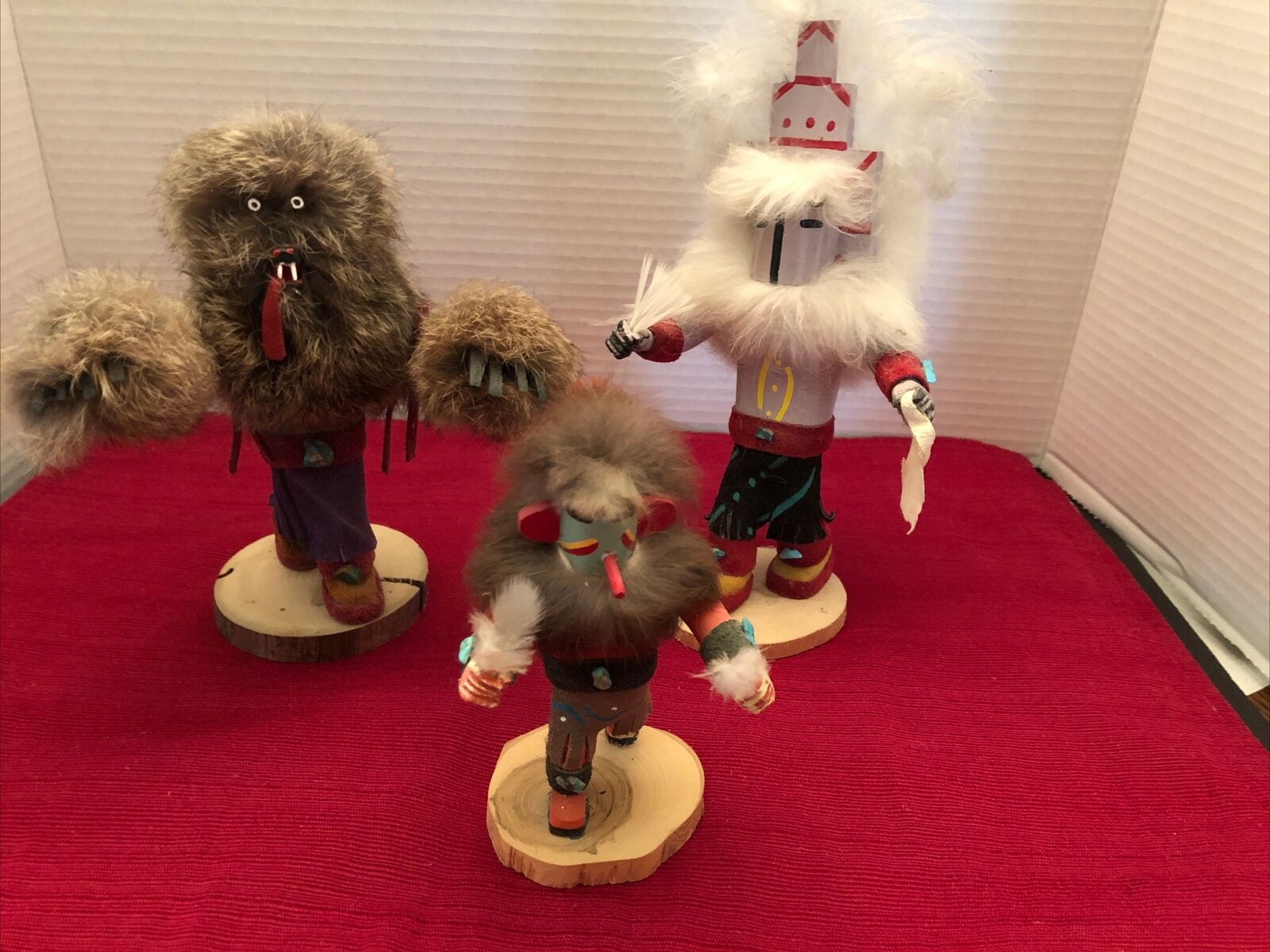 Lot Of 3 Kachina Dolls Native American Two Marked “Bear” - All Artist Signed