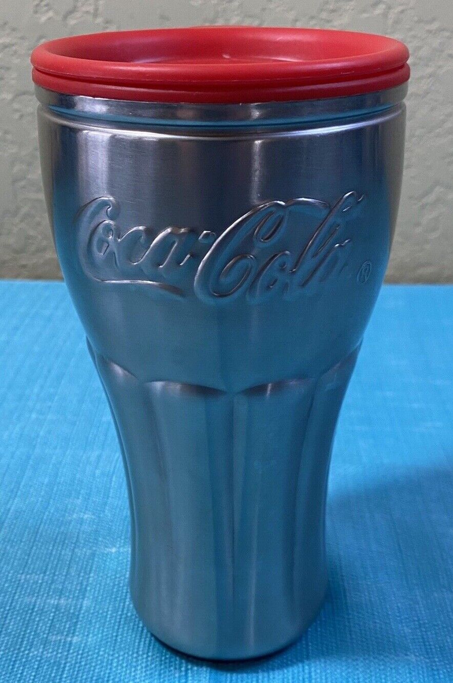 (1) VTG Coca Cola COKE Drinking Travel Tumbler Cup Insulated Metal  7 1/4\