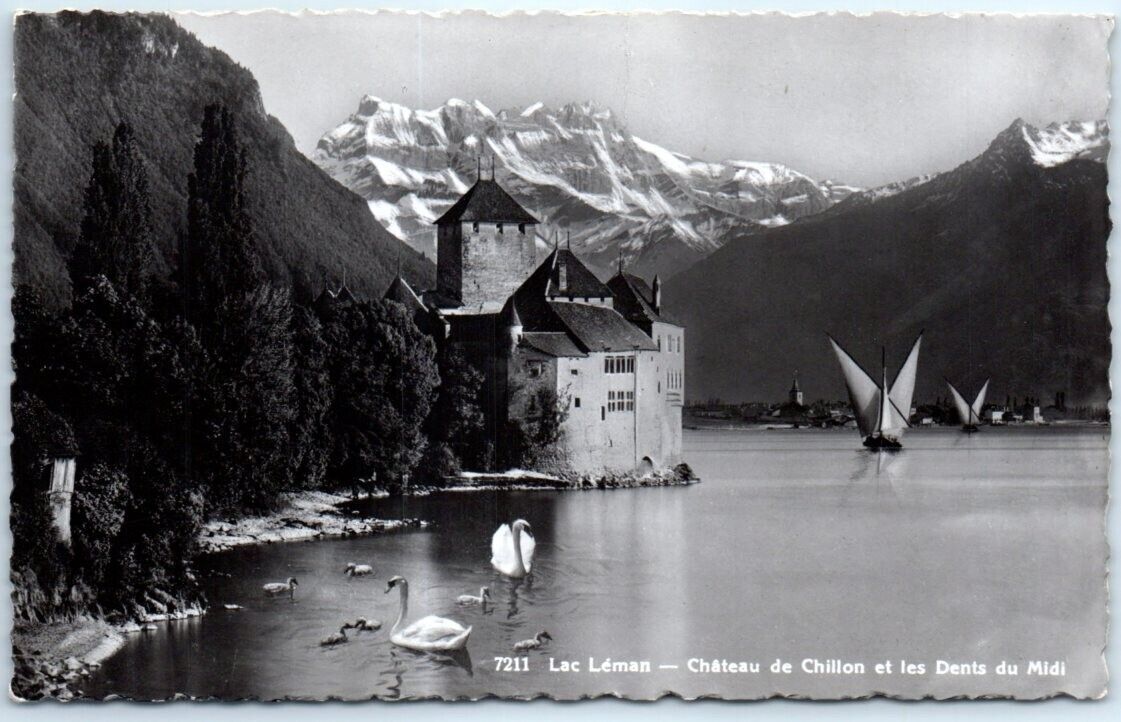 Postcard - Château de Chillon et les Dents du Midi, Lac Léman - Switzerland