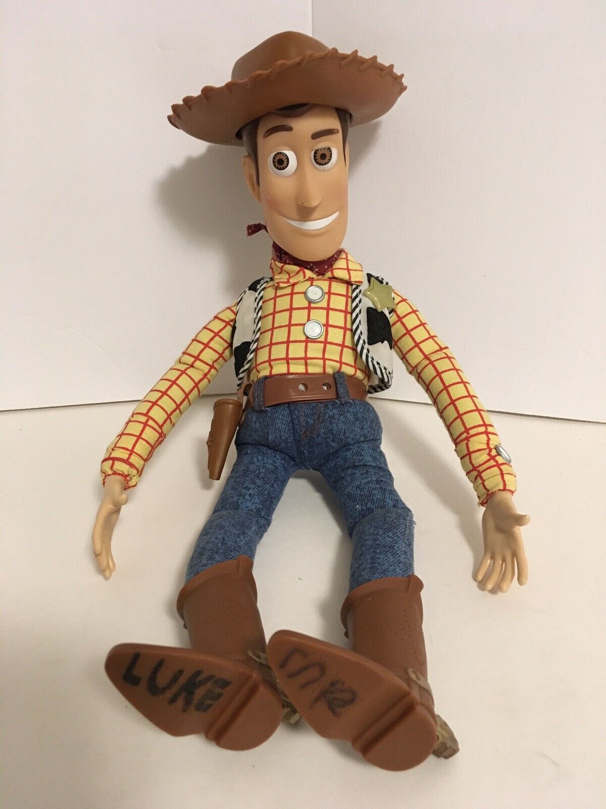 Vtg Disney Pixar Thinkway Toy Story Woody 15” Pull String Doll w/Hat Tested 