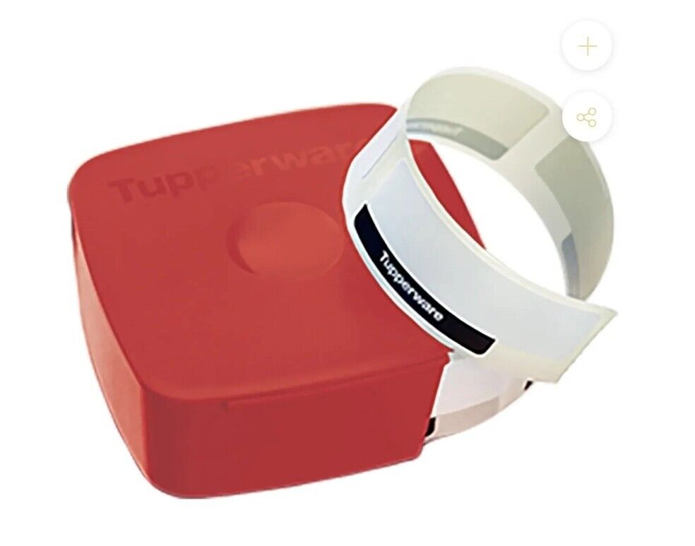 Tupperware Label Dispenser With FreezeSmart Sticker Label Roll Red New 