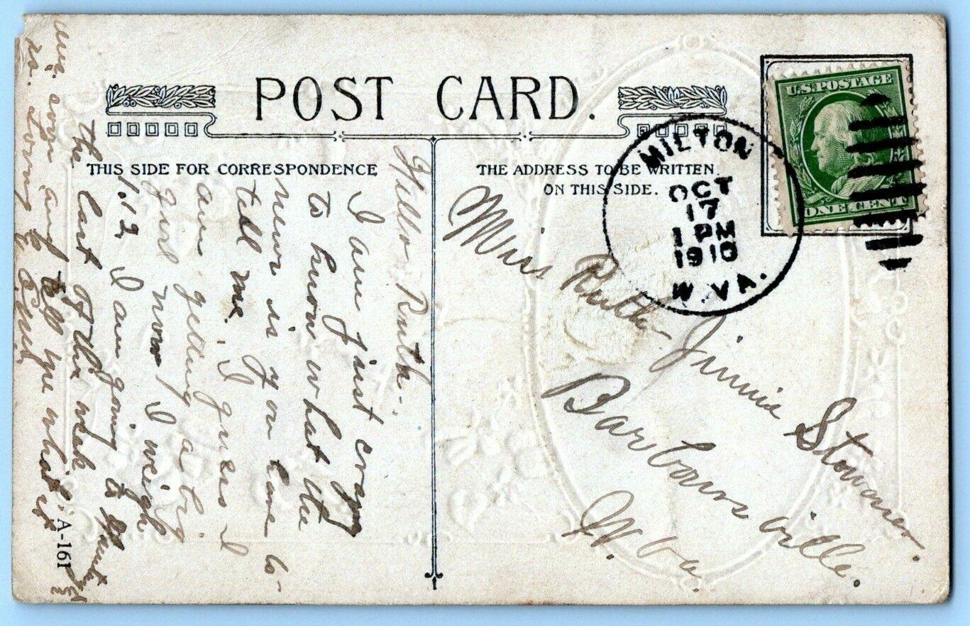 Postcard~ 1910 Milton, West Virginia Cancel