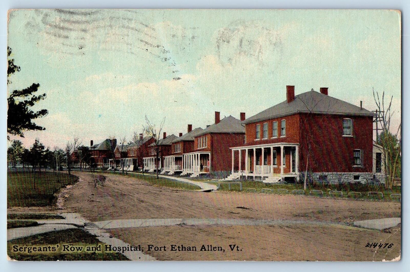 Fort Ethan Allen Vermont VT Postcard Sergeant\'s Row And Hospital Building 1912