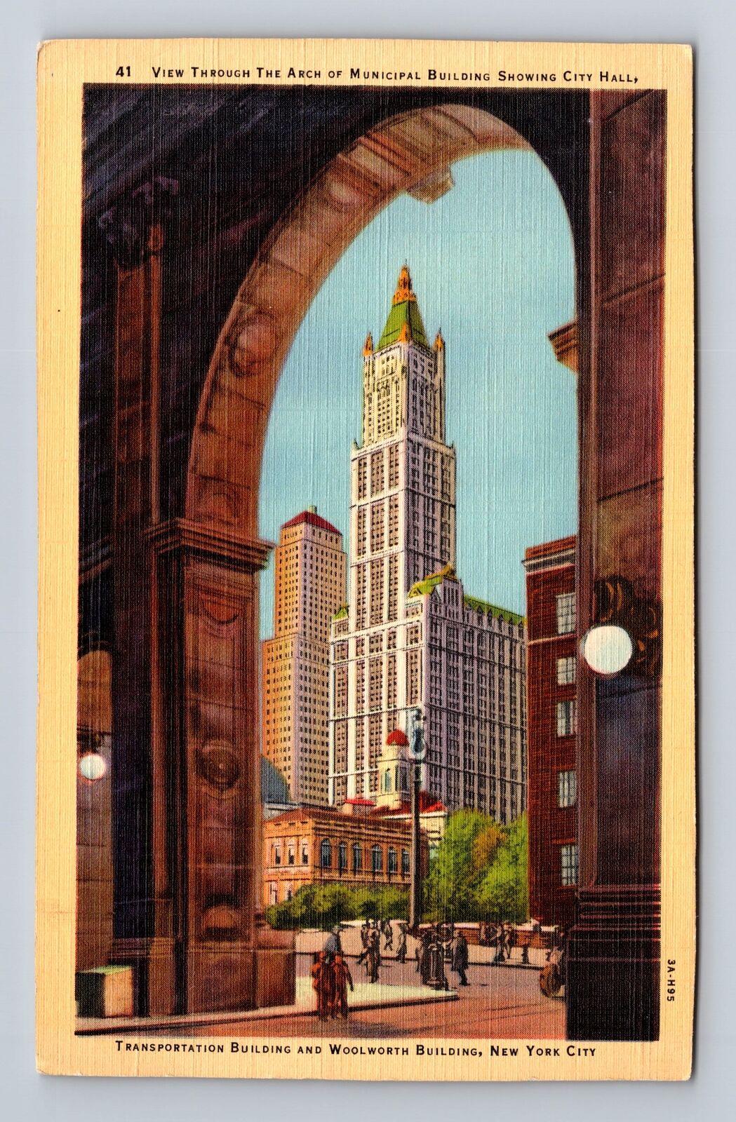 New York City NY, Through The Arch Of Municipal Building, Vintage Postcard