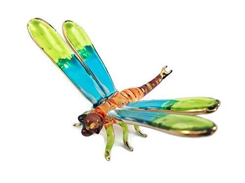3 Long Tiny Crystal Dragonfly Hand Blown Clear Glass Art Insect Miniature Figur