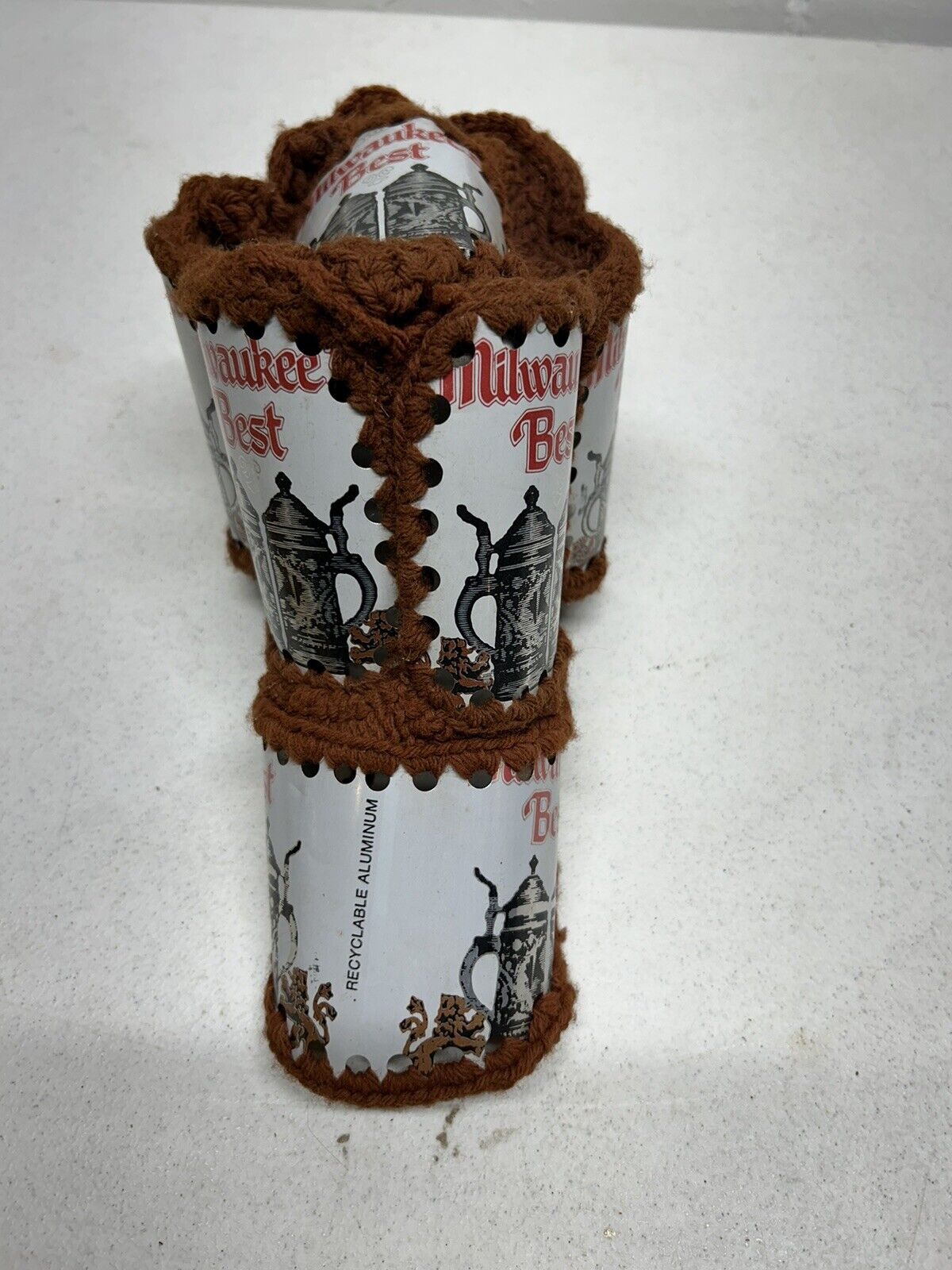 Handmade Milwaukee Best Beer Can Crochet Cap Hat
