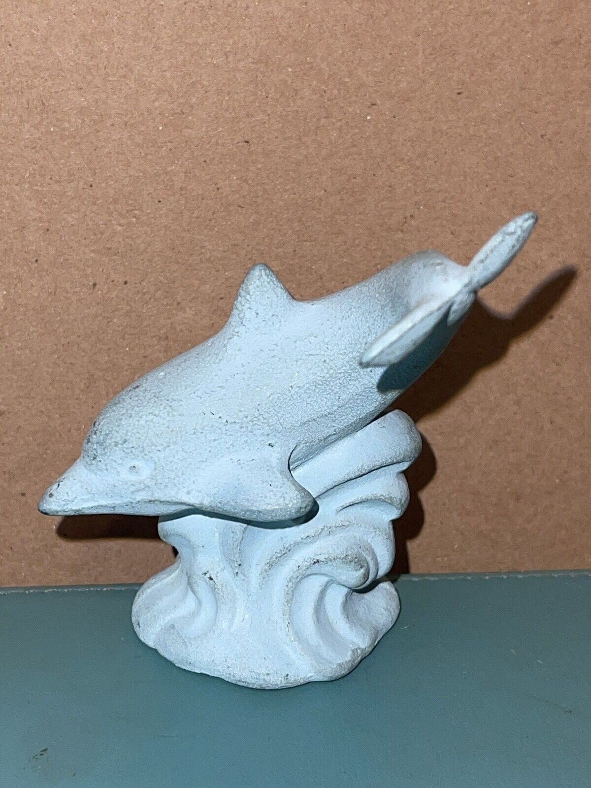 Lenox Handcrafted Metal Dolphin Paper Weight Figurine Aqua Blue
