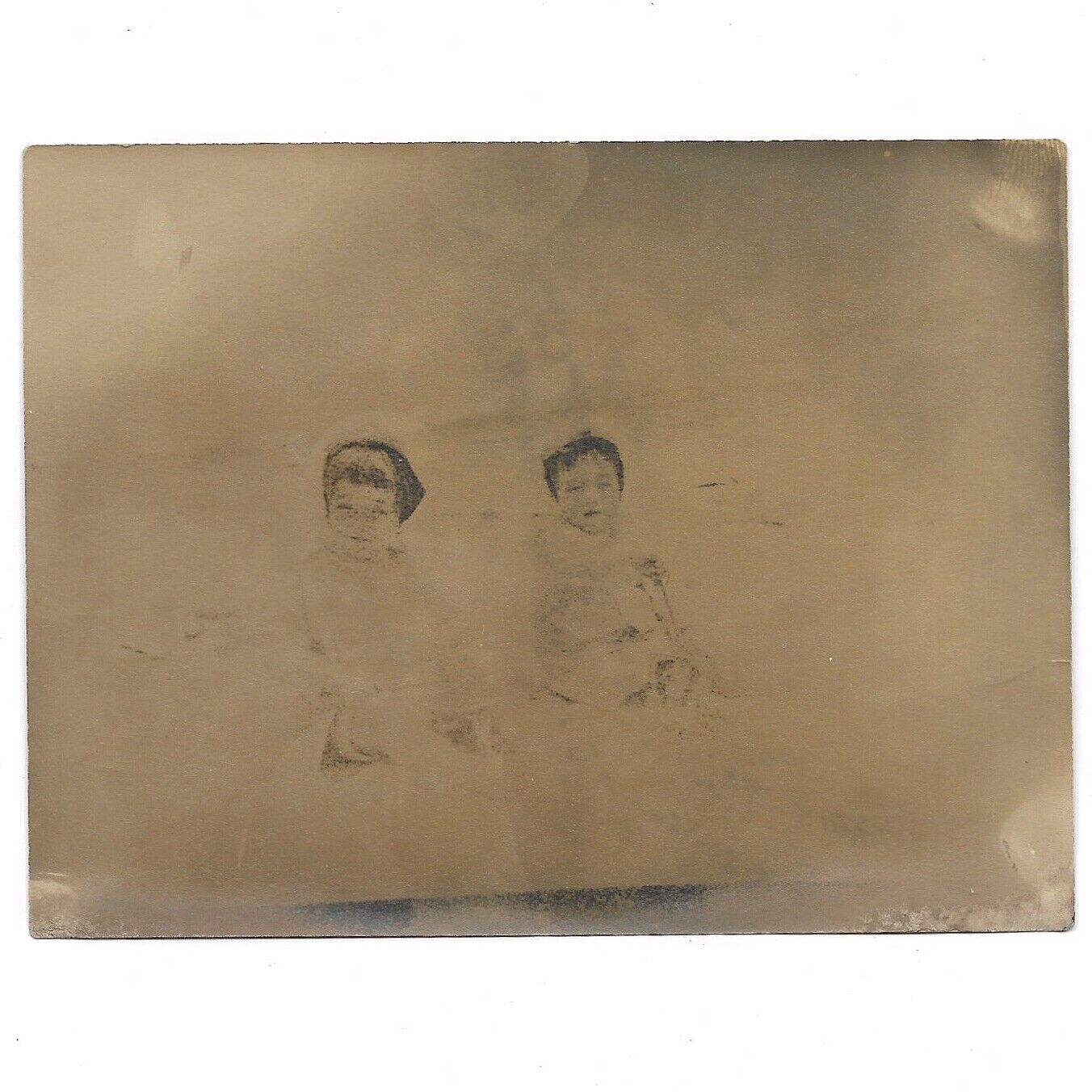 Antique Haunted Photo Childrens Faces Overexposed Cloudy Ghostly Creepy Spooky