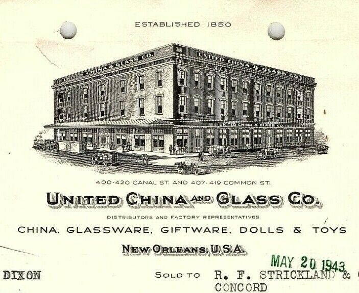 1943 United China and Glass Co. New Orleans LA China Glassware Dolls Toys 5-119