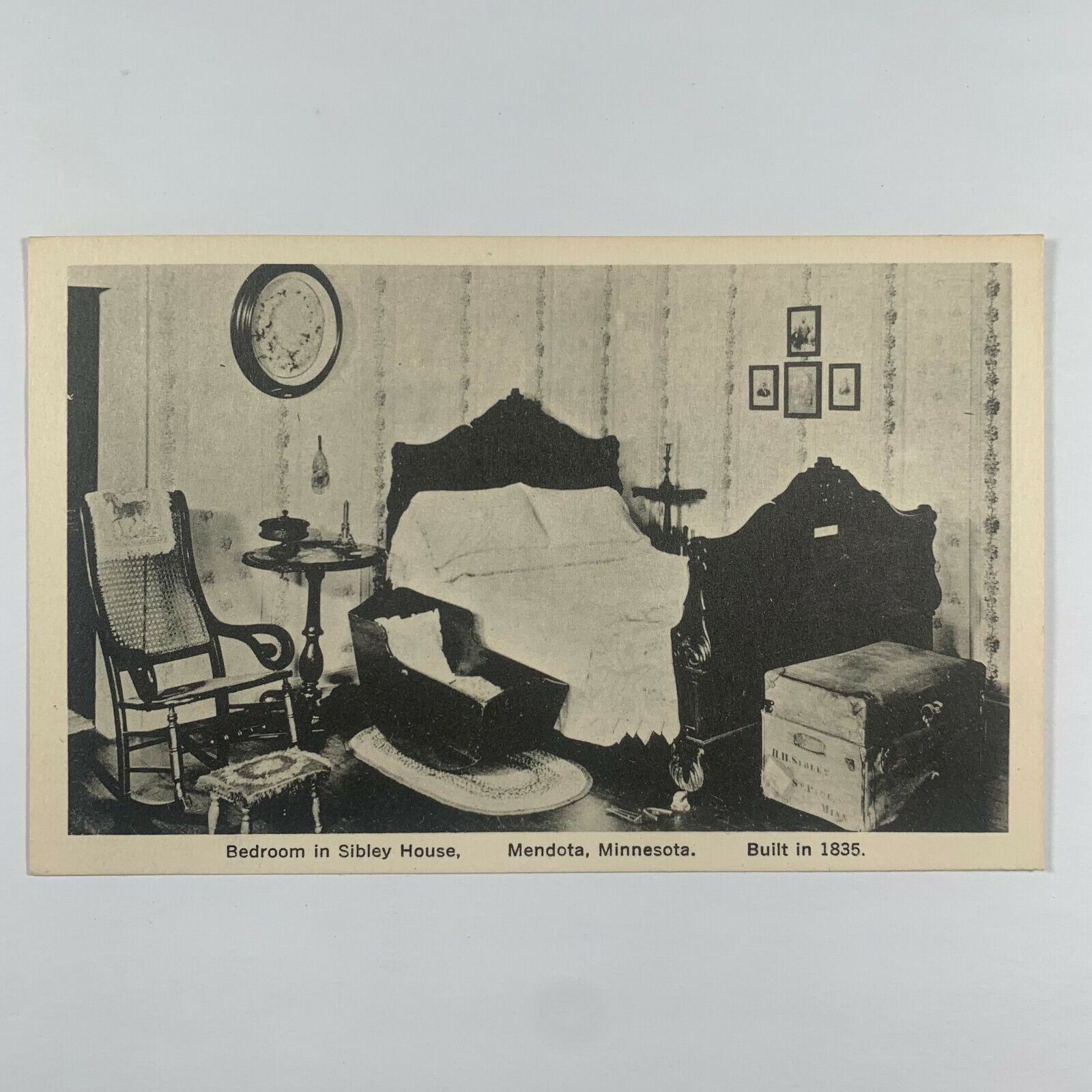 Postcard Minnesota Mendota MN Sibley House Bedroom DAR 1940s Unposted