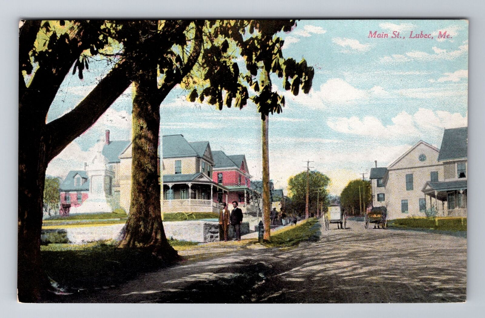 Lubec ME-Maine, Main Street, Residences, Gents, Antique Vintage Postcard