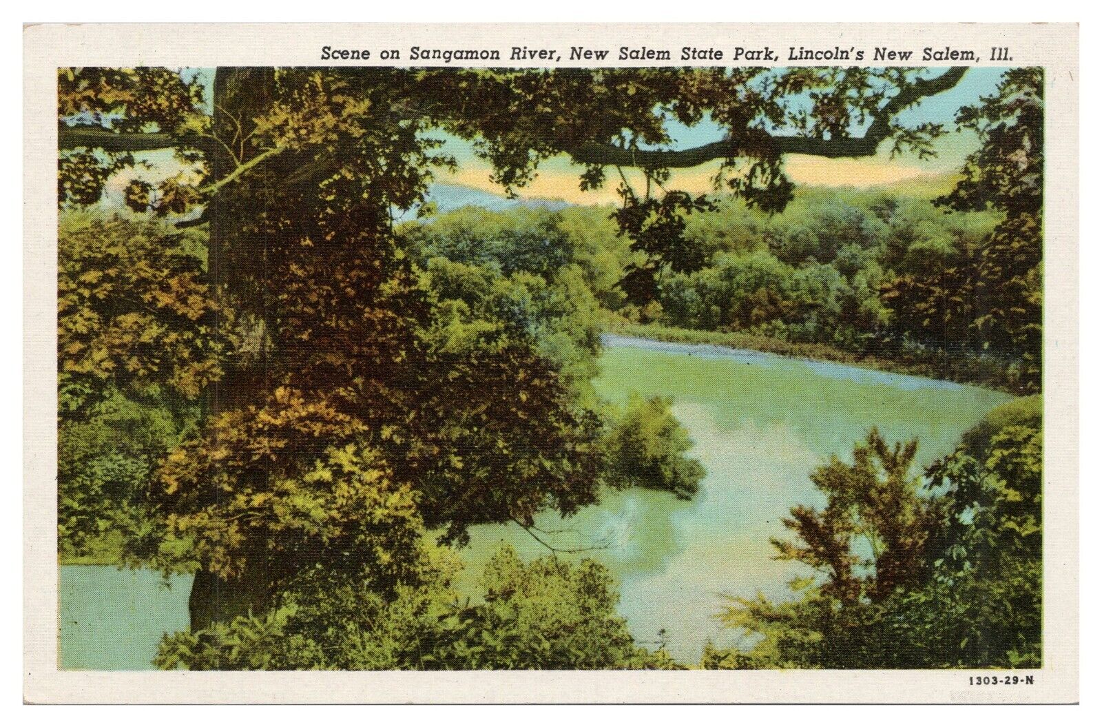 Vintage Lincoln\'s New Salem Illinois Postcard Scene on Sangamon River Unposted