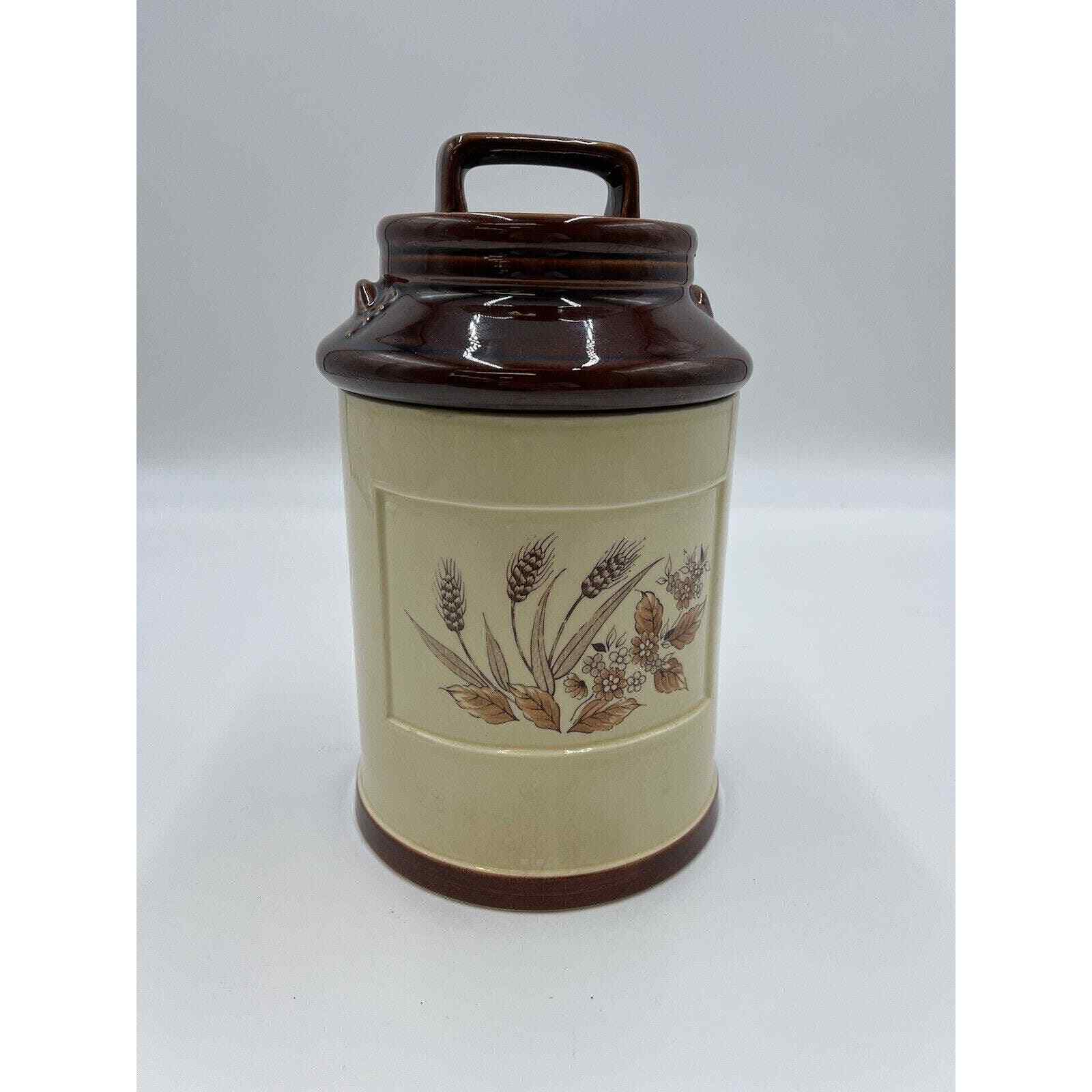 Vintage Retro Made In Japan Brown And Tan Wheat Canister