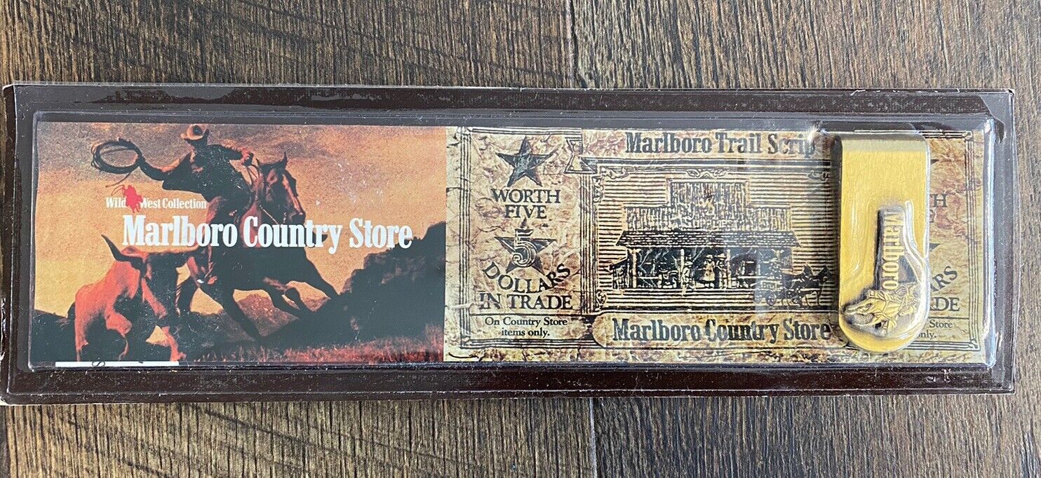 Vintage Marlboro Cigarette Wild West Country Store Promotional Money Clip 1990