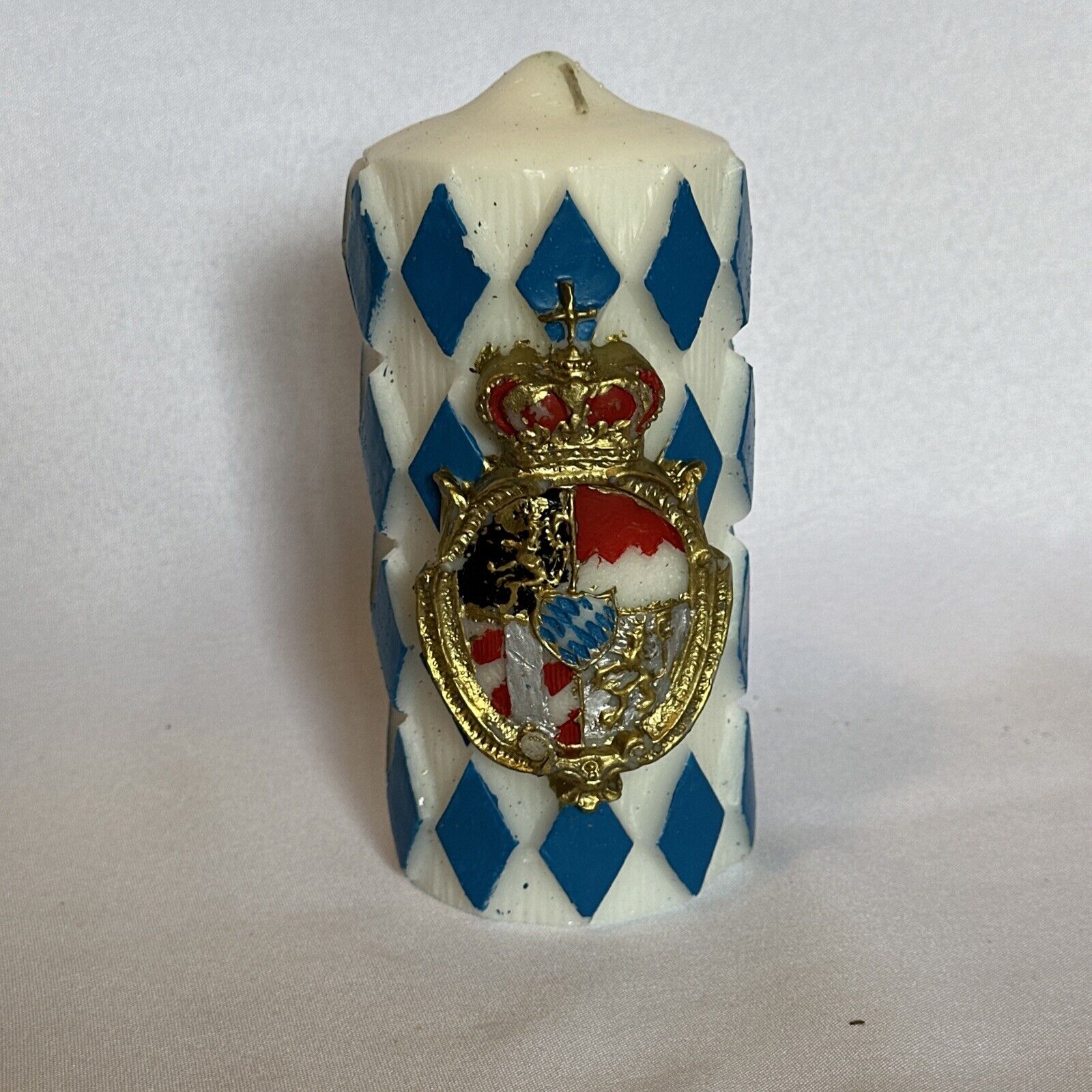 Vintage Bavarian Coat Of Arms Crown Flag Candle Shield Lions Royalty