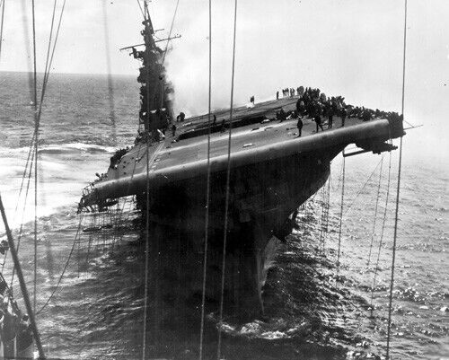 USS Franklin CV-13 After Hit by a Japanese Dive Bomber March 14, 1945 Photo