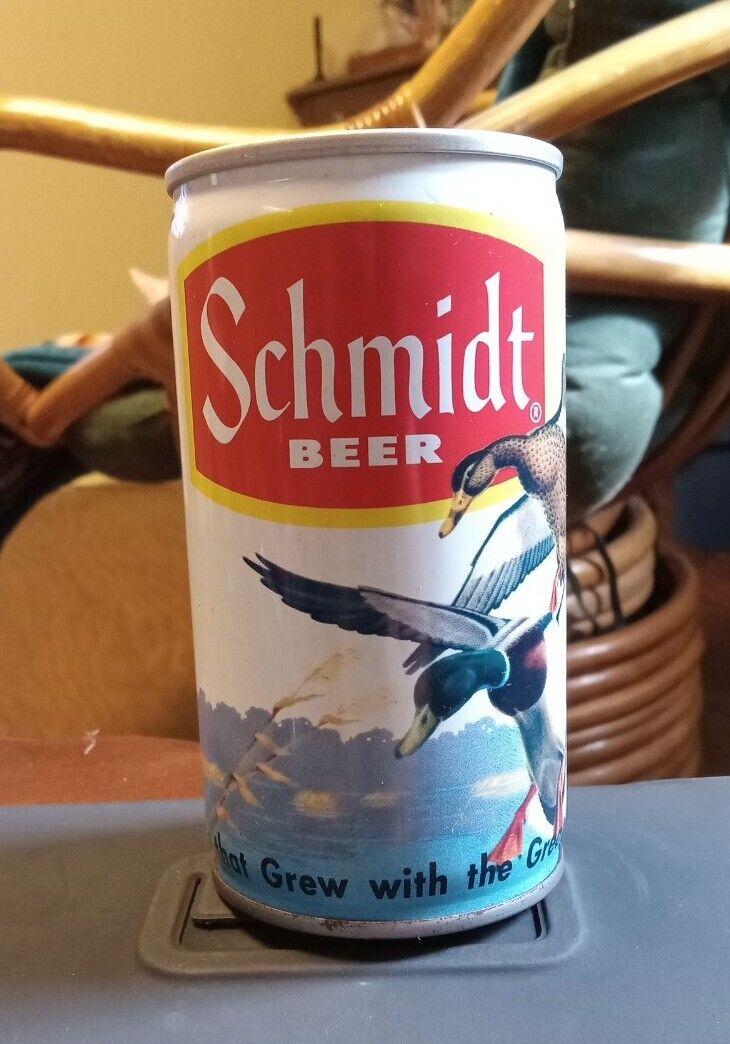 Vintage Schmidt Beer Can Pull Tab Ducks Bottom Opened
