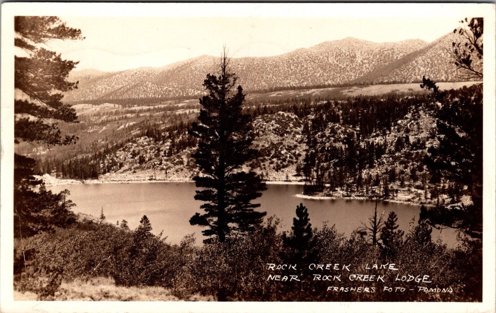 1936 RPPC California Rock Creek Lake Lodge Real Photo Postcard JA18