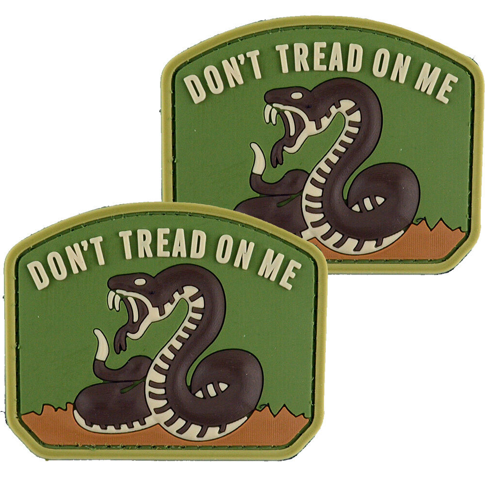 2x Don\'t Tread On Me Green PVC  Patch 3D Tactical Badge Hook #19 Airsoft