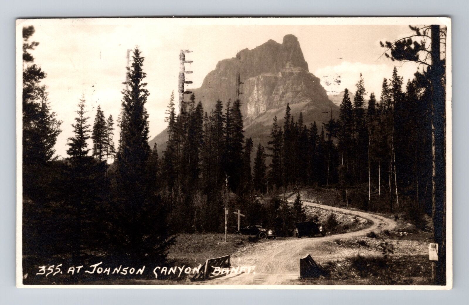 Banff AB-Alberta Canada, At Johnson Canyon, Antique, Vintage c1940 Postcard