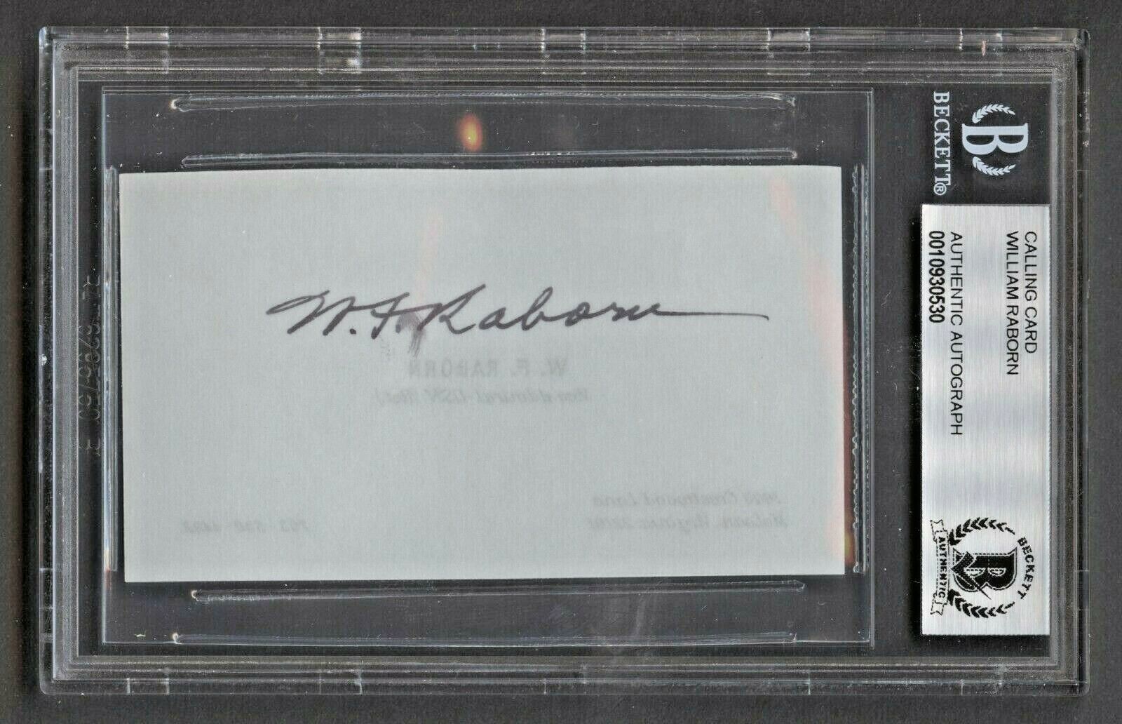 William Raborn signed autograph auto Vice Admiral Business Card BAS Slabbed