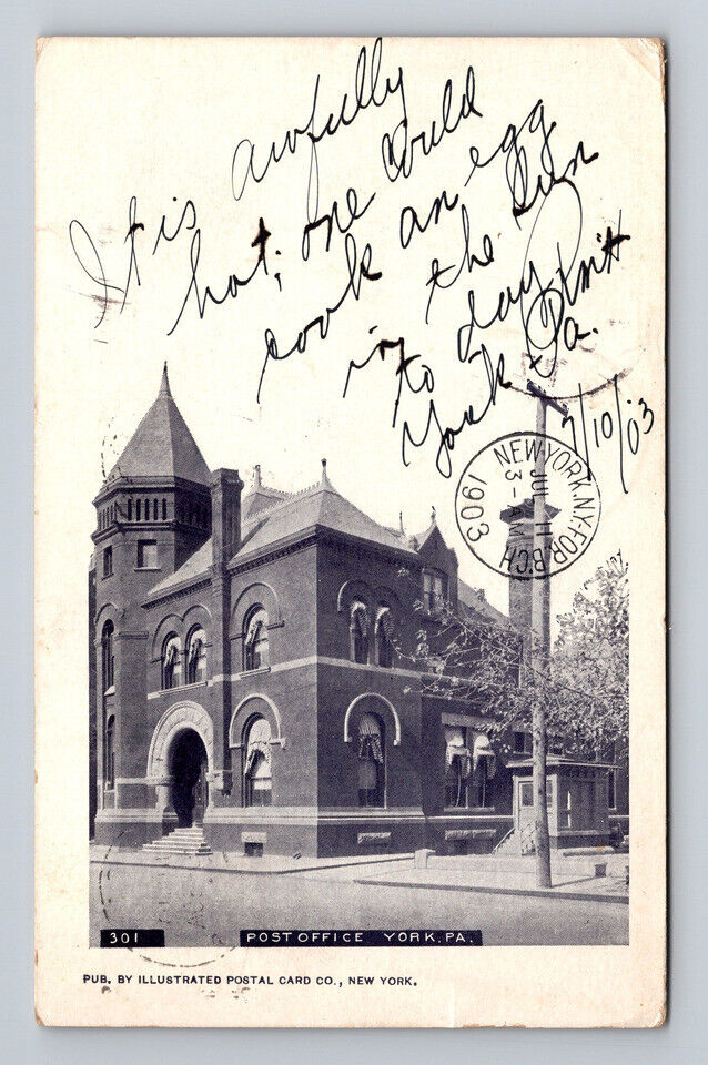 c1903 UDB Postcard Post Office York PA Building