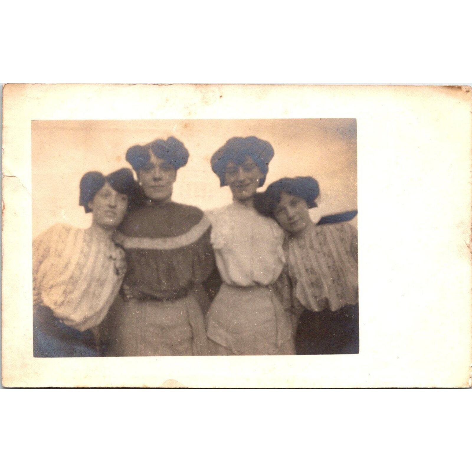 Vintage Postcard RPPC Four Women Great Britain Stamp Posted