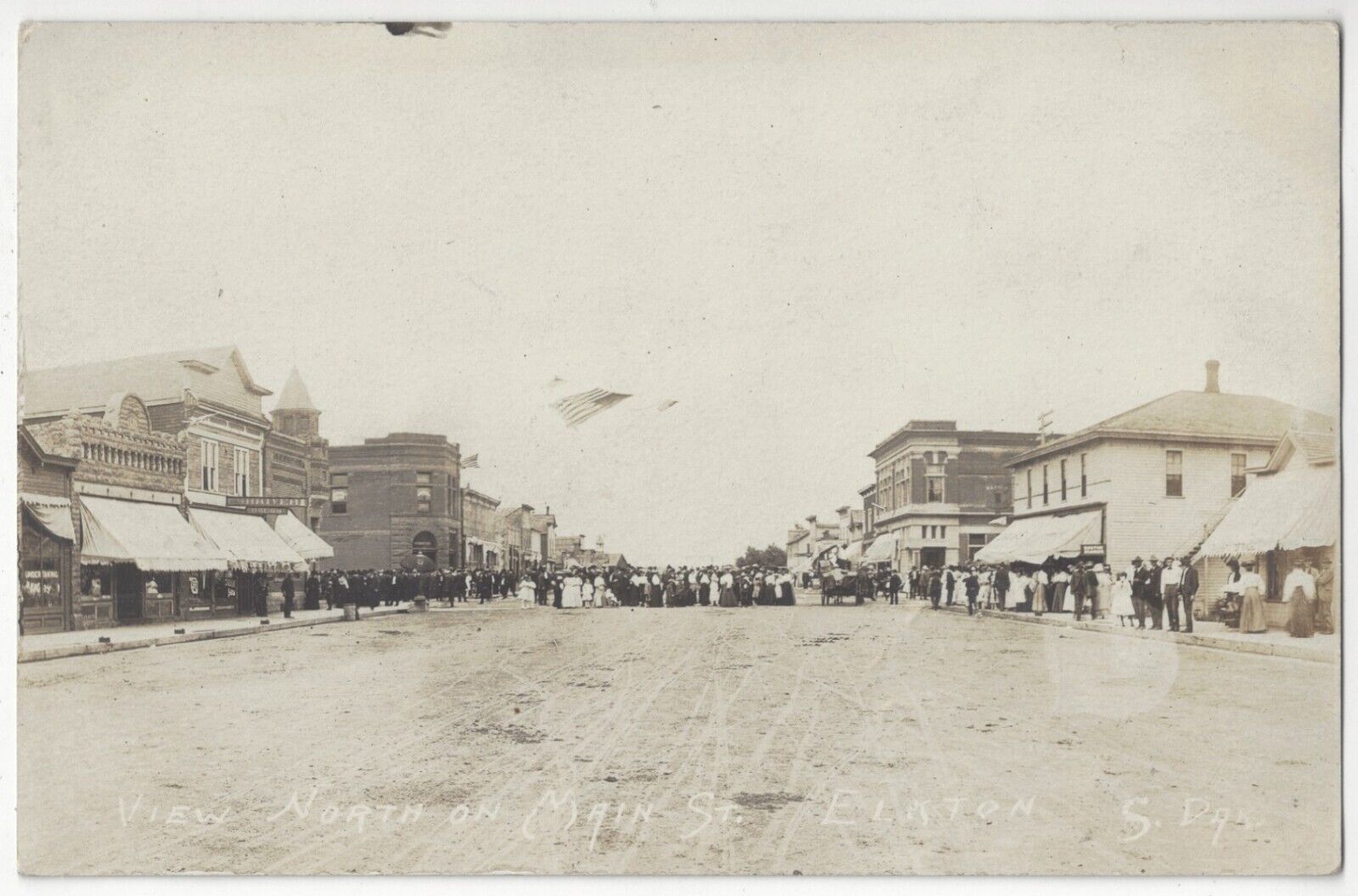 1908 Elkton, South Dakota REAL PHOTO Main Street - Vintage S.D. Postcard