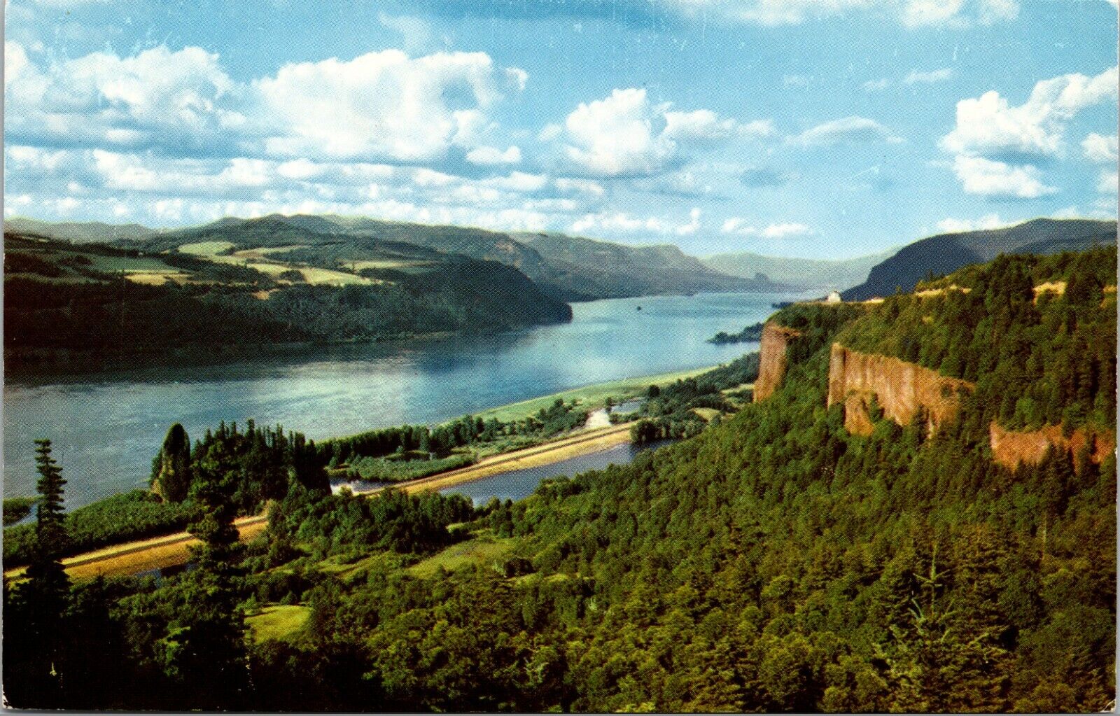 View of Crown Point Columbia River Gorge Washington Vintage Postcard 