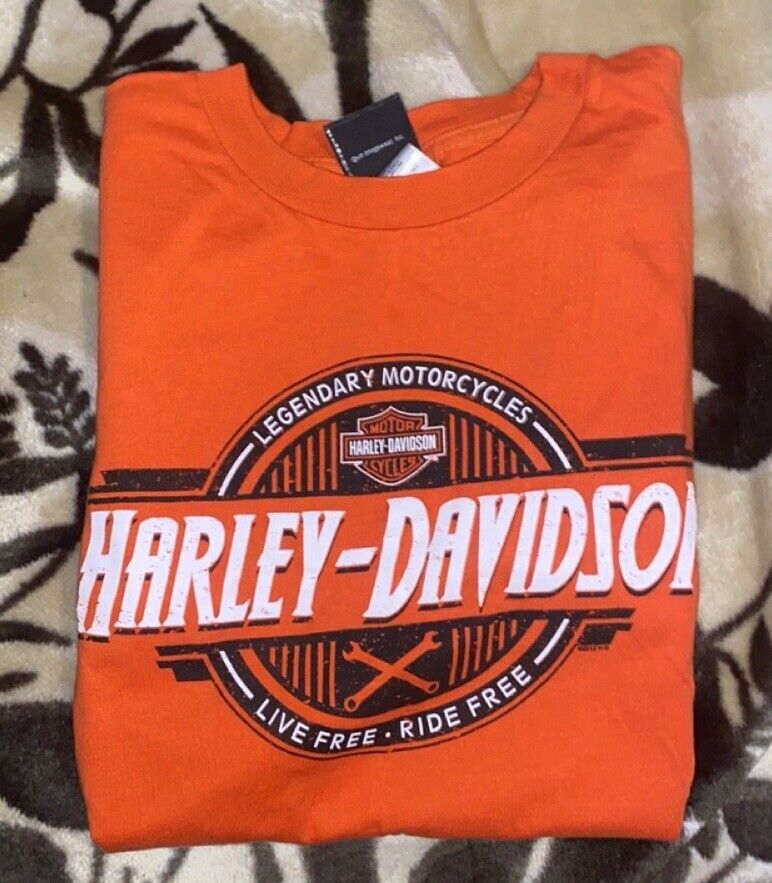 Harley Davidson Motorcycles Big Barn Des Moines Iowa XL Orange T Shirt