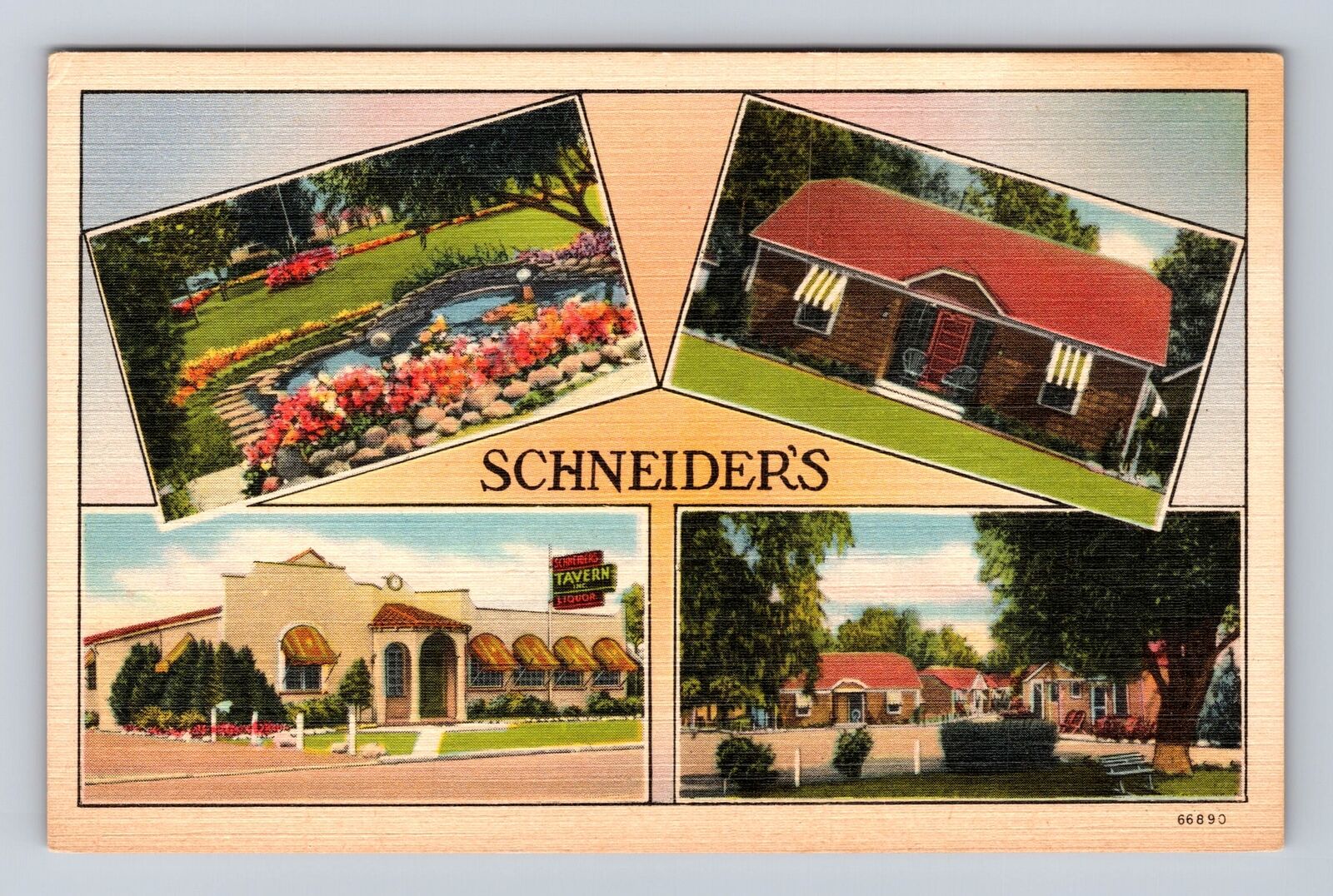 Cleveland OH-Ohio, Schneider's Motor Courts, Tavern Advertising Vintage Postcard
