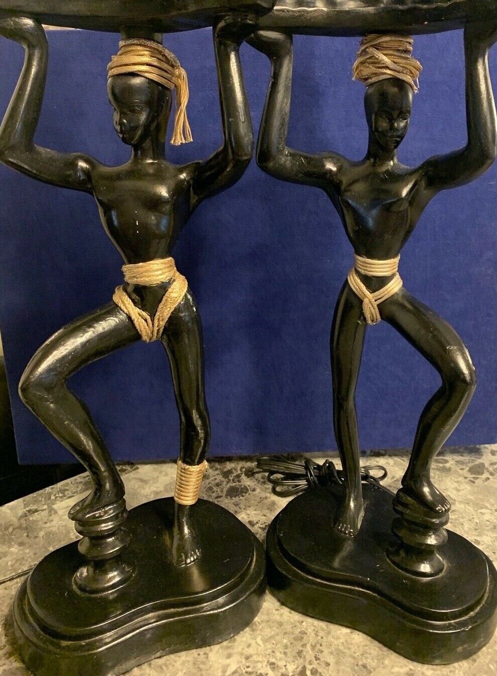 Vintage 1953 Colonial Art African Lamps (lot of 2)