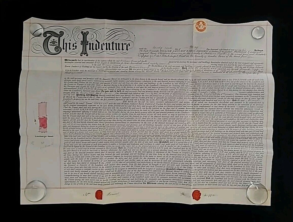 Baron William Amherst Hackney Signed Vellum British Royalty Manuscript Document