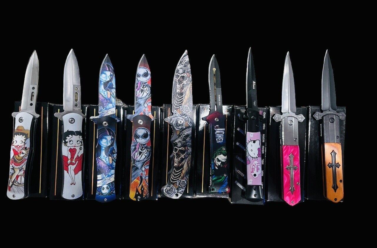 Wholesale Lot Of (9) Spring Assisted Tactical Pocket Knives