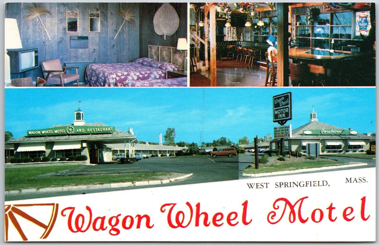 Wagon Wheel Motor Inn West Springfield Massachusetts Restaurant & Rooms Postcard