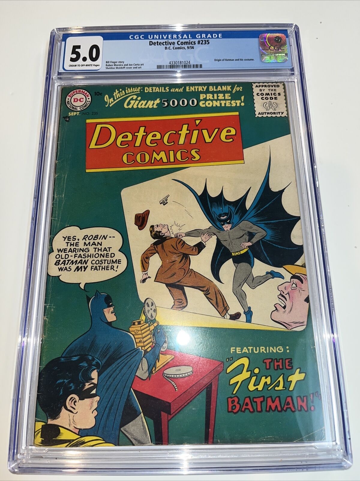 Detective Comics (1956) # 235 (CGC 5.0) 1st App Thomas Wayne As Batman