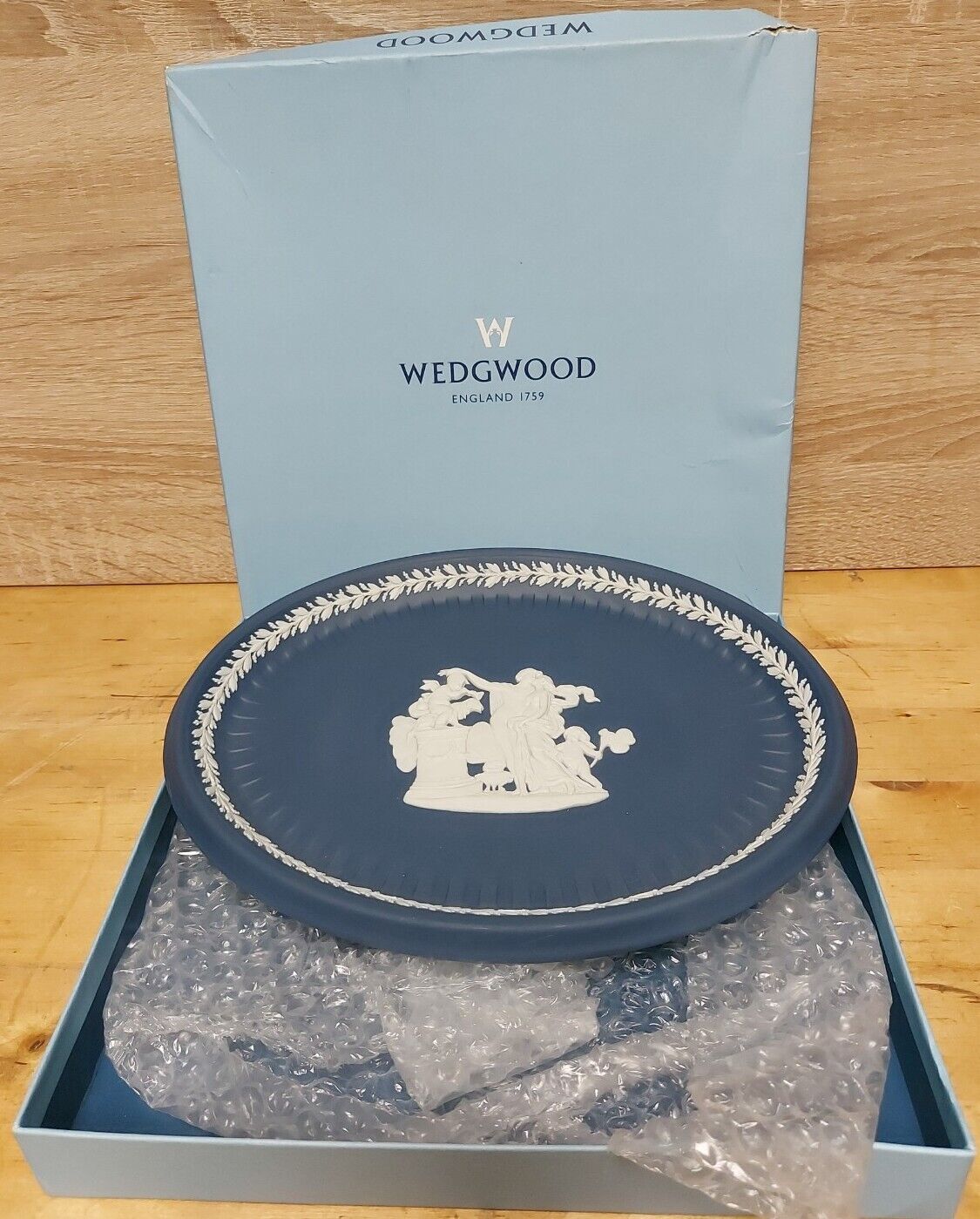 Wedgwood Blue Jasperware Cupid Tray Oval Tray 10” x 7.5”